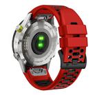 For Garmin Fenix 7X 26mm Kalebol Three Rows Hole Two Color Silicone Watch Band(Red Black) - 2