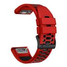 For Garmin Fenix 7X 26mm Kalebol Three Rows Hole Two Color Silicone Watch Band(Red Black) - 3