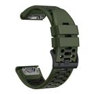For Garmin Fenix 7X 26mm Kalebol Three Rows Hole Two Color Silicone Watch Band(Army Green Black) - 3