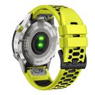 For Garmin Fenix 7X 26mm Kalebol Three Rows Hole Two Color Silicone Watch Band(Lime Green Black) - 2