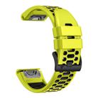 For Garmin Fenix 7X 26mm Kalebol Three Rows Hole Two Color Silicone Watch Band(Lime Green Black) - 3