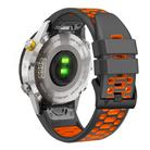 For Garmin Fenix 7X 26mm Kalebol Three Rows Hole Two Color Silicone Watch Band(Dark Grey Orange) - 2