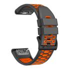 For Garmin Fenix 7X 26mm Kalebol Three Rows Hole Two Color Silicone Watch Band(Dark Grey Orange) - 3