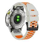For Garmin Fenix 7X 26mm Kalebol Three Rows Hole Two Color Silicone Watch Band(Light Grey Orange) - 2