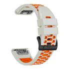 For Garmin Fenix 7X 26mm Kalebol Three Rows Hole Two Color Silicone Watch Band(Light Grey Orange) - 3