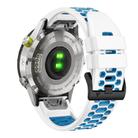 For Garmin Fenix 7 22mm Kalebol Three Rows Hole Two Color Silicone Watch Band(White Blue) - 2