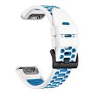 For Garmin Fenix 7 22mm Kalebol Three Rows Hole Two Color Silicone Watch Band(White Blue) - 3