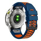 For Garmin Fenix 7 22mm Kalebol Three Rows Hole Two Color Silicone Watch Band(Royal Blue Orange) - 2