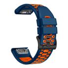 For Garmin Fenix 7 22mm Kalebol Three Rows Hole Two Color Silicone Watch Band(Royal Blue Orange) - 3