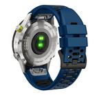For Garmin Fenix 7 22mm Kalebol Three Rows Hole Two Color Silicone Watch Band(Royal Blue Black) - 2