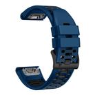 For Garmin Fenix 7 22mm Kalebol Three Rows Hole Two Color Silicone Watch Band(Royal Blue Black) - 3