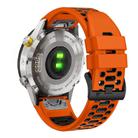 For Garmin Fenix 7 22mm Kalebol Three Rows Hole Two Color Silicone Watch Band(Orange Black) - 2