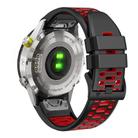For Garmin Fenix 7 22mm Kalebol Three Rows Hole Two Color Silicone Watch Band(Black Red) - 2