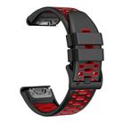 For Garmin Fenix 7 22mm Kalebol Three Rows Hole Two Color Silicone Watch Band(Black Red) - 3