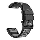 For Garmin Fenix 7 22mm Kalebol Three Rows Hole Two Color Silicone Watch Band(Black Grey) - 3