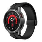 For Samsung Galaxy Watch7 / 6 / 5 Kalebol Concave Folding Magnetic Buckle Silicone Strap(Black) - 1