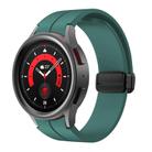 For Samsung Galaxy Watch7 / 6 / 5 Kalebol Concave Folding Magnetic Buckle Silicone Strap(Pine Needle Green) - 1