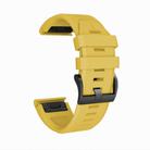 For Garmin QuickFit 22mm Kalebol Plain Texture Silicone Watch Band(Yellow) - 2