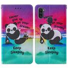 For Samsung Galaxy A11 / M11 Cross Texture Painting Pattern Horizontal Flip Leather Case with Holder & Card Slots & Wallet & Lanyard(Sleeping Panda) - 2