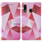 For Samsung Galaxy A20 / A30 Cross Texture Painting Pattern Horizontal Flip Leather Case with Holder & Card Slots & Wallet & Lanyard(Pink Rhombus) - 2