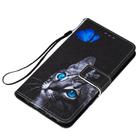 For Samsung Galaxy A21s Cross Texture Painting Pattern Horizontal Flip Leather Case with Holder & Card Slots & Wallet & Lanyard(Blue Butterfly Cat Eyes) - 3