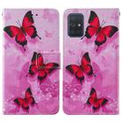 For Samsung Galaxy A51 5G Cross Texture Painting Pattern Horizontal Flip Leather Case with Holder & Card Slots & Wallet & Lanyard(Pink Butterfly) - 2