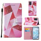 For Samsung Galaxy A51 5G Cross Texture Painting Pattern Horizontal Flip Leather Case with Holder & Card Slots & Wallet & Lanyard(Pink Rhombus) - 1
