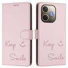 For OPPO A5 Pro 5G Global Smile Embossing RFID Leather Phone Case(Pink) - 2