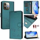 For OPPO A5 Pro 5G Global Smile Embossing RFID Leather Phone Case(Peacock Green) - 1