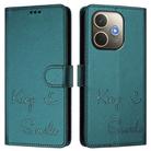 For OPPO A5 Pro 5G Global Smile Embossing RFID Leather Phone Case(Peacock Green) - 2