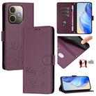 For OPPO A5 Pro 5G Global Smile Embossing RFID Leather Phone Case(Violet) - 1