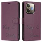 For OPPO A5 Pro 5G Global Smile Embossing RFID Leather Phone Case(Violet) - 2