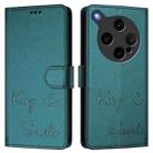 For OPPO Find X8 Ultra 5G Smile Embossing RFID Leather Phone Case(Peacock Green) - 2