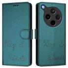 For OPPO Find X8s+ 5G Smile Embossing RFID Leather Phone Case(Peacock Green) - 2