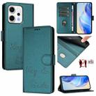 For OPPO Reno14 Global Smile Embossing RFID Leather Phone Case(Peacock Green) - 1