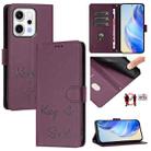 For OPPO Reno14 Global Smile Embossing RFID Leather Phone Case(Violet) - 1