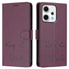 For OPPO Reno14 Global Smile Embossing RFID Leather Phone Case(Violet) - 2
