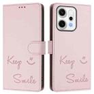 For OPPO Reno14 Pro Global Smile Embossing RFID Leather Phone Case(Pink) - 2
