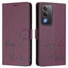 For OPPO A5 5G Global Smile Embossing RFID Leather Phone Case(Violet) - 2