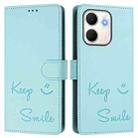 For OPPO A5x 5G / 4G Global Smile Embossing RFID Leather Phone Case(Mint Green) - 2