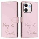 For OPPO A5x 5G / 4G Global Smile Embossing RFID Leather Phone Case(Pink) - 2