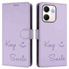 For OPPO A5x 5G / 4G Global Smile Embossing RFID Leather Phone Case(Light Purple) - 2