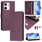 For OPPO A5x 5G / 4G Global Smile Embossing RFID Leather Phone Case(Violet) - 1