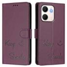 For OPPO A5x 5G / 4G Global Smile Embossing RFID Leather Phone Case(Violet) - 2