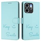 For OPPO Reno14 F 5G Smile Embossing RFID Leather Phone Case(Mint Green) - 2