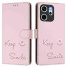 For OPPO Reno14 F 5G Smile Embossing RFID Leather Phone Case(Pink) - 2