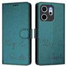 For OPPO Reno14 F 5G Smile Embossing RFID Leather Phone Case(Peacock Green) - 2