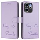 For OPPO Reno14 F 5G Smile Embossing RFID Leather Phone Case(Light Purple) - 2
