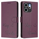 For OPPO Reno14 F 5G Smile Embossing RFID Leather Phone Case(Violet) - 2