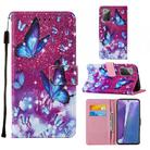 For Samsung Galaxy Note20 / 5G Cross Texture Painting Pattern Horizontal Flip Leather Case with Holder & Card Slots & Wallet & Lanyard(Purple Butterfly) - 1